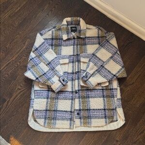Zara Plaid Oversized Shirt Jacket - shacket